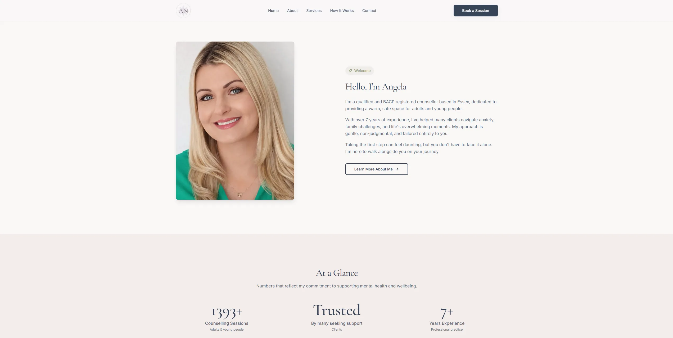 Angela Noble Therapy website — professional therapist web design in Yorkshire